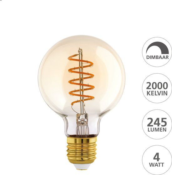 EGLO LED Lamp G80 Amber E27 4W - Dimbaar - 2000K