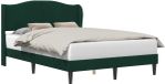 vidaXL Bedframe met hoofdeinde, donkergroen, 140 x 200 cm, fluweel