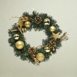 Everlands Decoratieve Kerstkrans Groen/Goud - ø30 cm