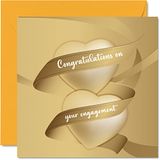 Verlovingskaarten voor koppels - gouden harten - Gefeliciteerd, gelukkige verlovingsgeschenken, Gefeliciteerd goed gedaan kaart, 145 mm x 145 mm bruiloft huwelijk wenskaarten voor koppels verloofde