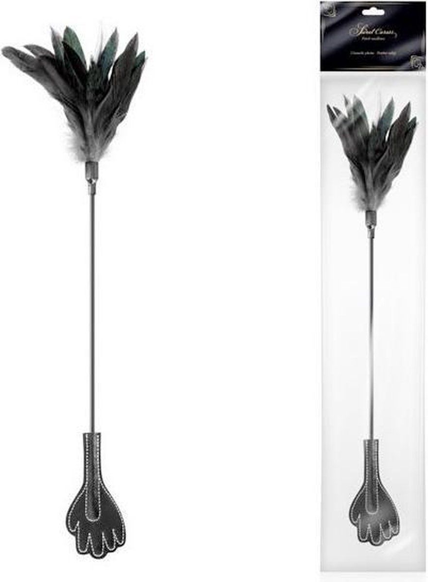 Sweet Caress Zweepje en streelveer in 1 - zwart - 3479225700755