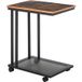 Pangivo Table D'Appoint En Forme De C Avec Roulettes Bout De Canapé Industriel Noyer Noir 51 X 36 X 65 Cm