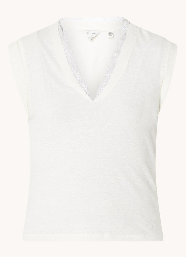 Ted Baker Effiy Linen Blend T-Shirt with Lace Details