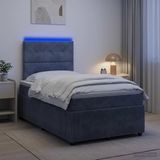 vidaXL LED Boxspringbed met Matras Donkergrijs 120 x 190 cm Fluweel