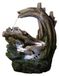 Fontaine de jardin, 82 cm, avec motif roche et bois, éclairage LED, gris