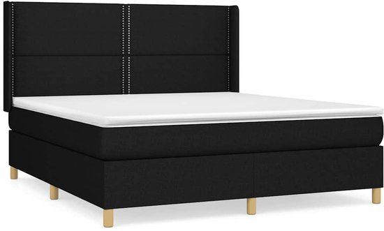 vidaXL Boxspring met matras stof zwart 160x200 cm