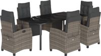 vidaXL 7-delige tuinset met kussens, polyrotan, grijs