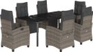 vidaXL 7-delige tuinset met kussens, polyrotan, grijs