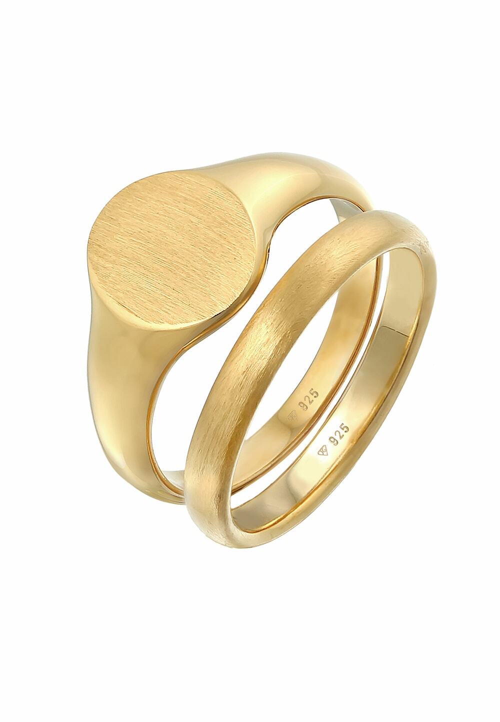 KUZZOI KUZZOI KUZZOI Ring Heren zegelring ring set Basic Minimal Trend in 925 Sterling Zilver Ringen