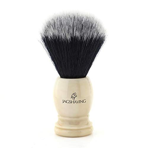 Jag Shaving Ivoor Replica Scheerborstel met Zwart Synthetisch Haar - Vegan