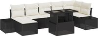 vidaXL Banc de jardin 8 pièces Noir/Crème Polyrotin