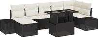 vidaXL Banc de jardin 8 pièces Noir/Crème Polyrotin