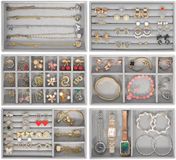 SaiXuan 6-delige sieradenladeset, sieradenorganizer voor sieradenlade en kaptafel, ringen, oorbellen, kettingen, armbanden, sieradenlade van fluweel (lichtgrijs)