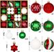 Unyqoos® Set de 44 boules de Noël en plastique rouge et blanc avec crochets de suspension