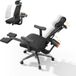 Chaise de bureau ergonomique avec dossier haut, support lombaire adaptatif, appui-tête réglable, profondeur d'assise réglable, inclinaison 96°-126°