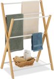 Relaxdays handdoekenrek met plank - 87 x 60,5 x 37,5 cm - bamboe & metaal - lichtbruin/wit