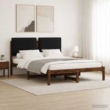 vidaXL Bedframe met gestoffeerd hoofdbord Donkerbruin en Zwart
