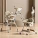 Chaise haute pour bébé - Chaise haute multifonctionnelle 4-en-1 - Convient pour 0-36 mois - Métal - Dossier réglable - Double plateau - Capacité de charge supérieure à 20 kg - Gris