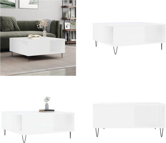 vidaXL Salontafel 80x80x36,5 cm bewerkt hout wit