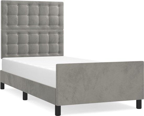 vidaXL Bedframe - fluweel - lichtgrijs - 100x200 cm
