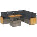 VidaXL 7-delige Loungeset met kussens, poly rattan, acacia, grijs