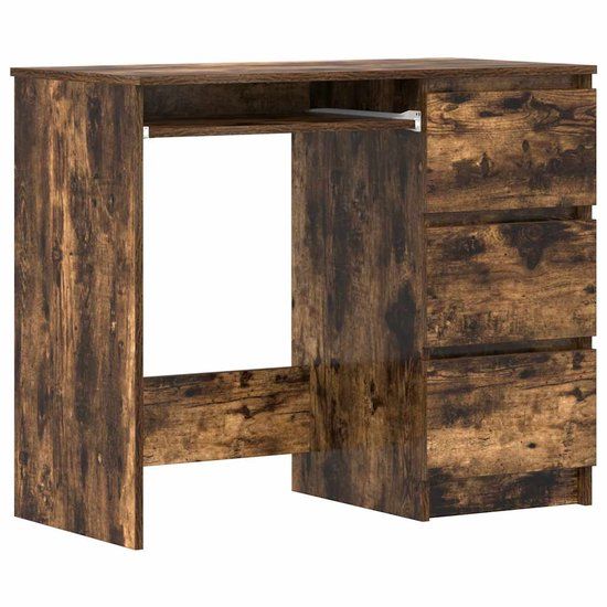 vidaXL Bureau 90x45x76 cm bewerkt hout gerookt eikenkleurig