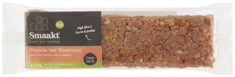 Smaakt Granola bar hazelnoot less carb 50gr