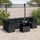 Maison Exclusive - Ensemble de meubles de jardin 8 pièces avec canapé et coussins, noir, en polyrotin