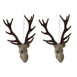 Decoris Kersthanger - 3x - rendier/hert - 13 cm - kunststof