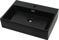 vidaXL Wastafel met kraangat 76x42,5x14,5 cm Keramiek Zwart