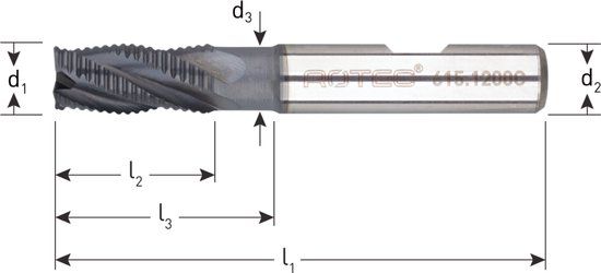 Rotec HSS-E Ruwfrees, type HR, kort, AlCrN, ø10