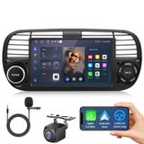 Junsun Android 15 autoradio met 7-inch scherm, 2+64GB geheugen, Carplay, GPS, Wi-Fi, Bluetooth, DAB+, RDS, stuurwielbediening, USB, camera, voor Fiat 500 (2007-2015)