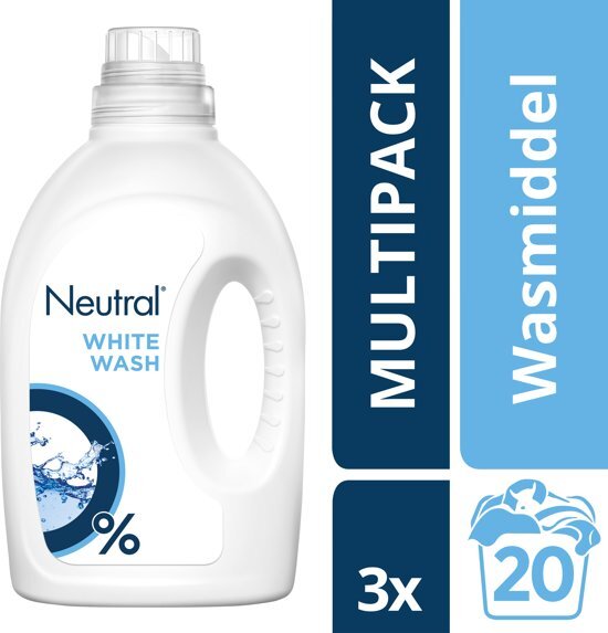 Neutral Wit Parfumvrij - 66 wasbeurten - Wasmiddel - 3 stuks - Voordeelverpakking