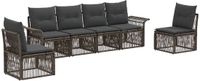 vidaXL Tuinbankenset 6-persoons Grijs Polyrattan