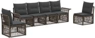 vidaXL Tuinbankenset 6-persoons Grijs Polyrattan