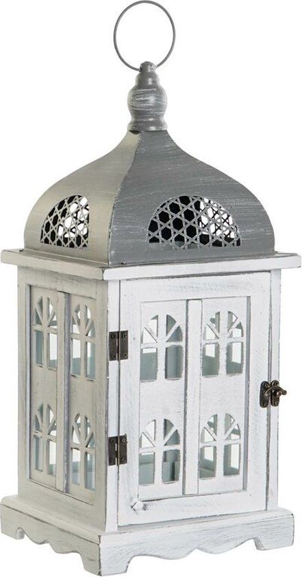 DKD Home Decor Lantaarn - Hout - Grijs - 19 x 19 x 42 cm