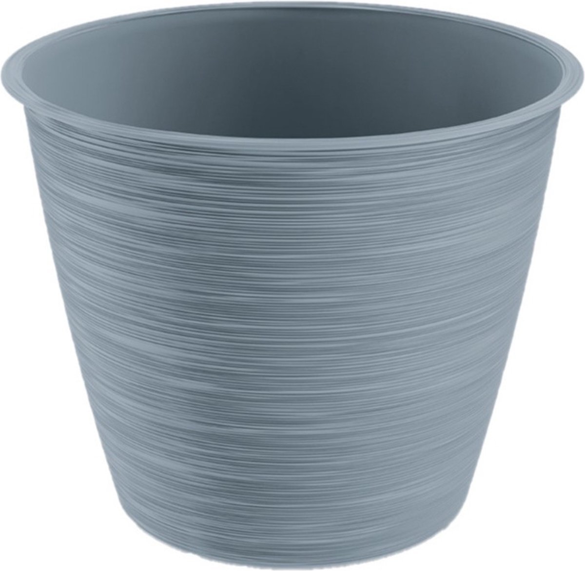 Prosperplast Stijlvolle kunststof plantenpot/bloempot dia 24 cm/hoogte 20 cm Paintstripe steengrijs voor binnen/buiten