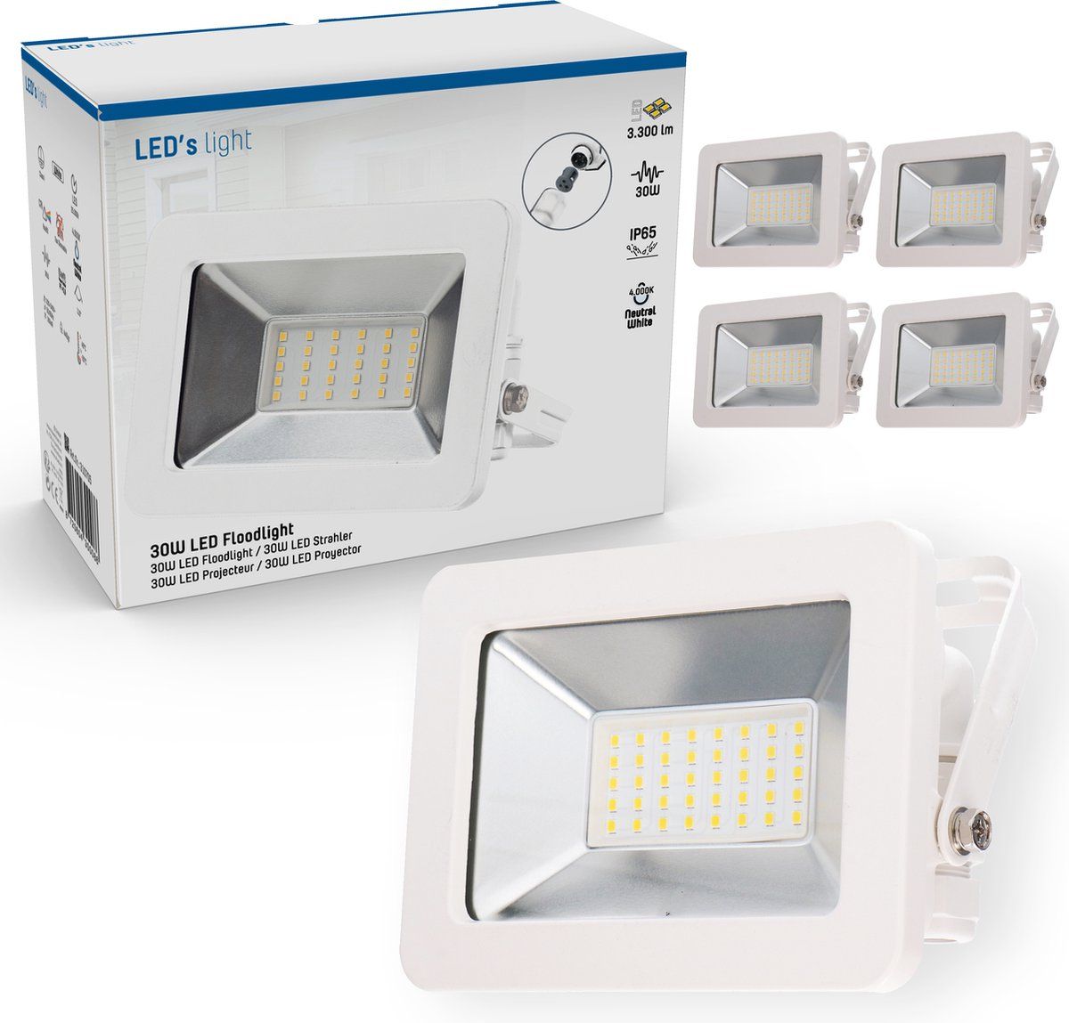 Proventa EasyFix LED Schijnwerpers - Set van 4 - 3300 lm - Wit