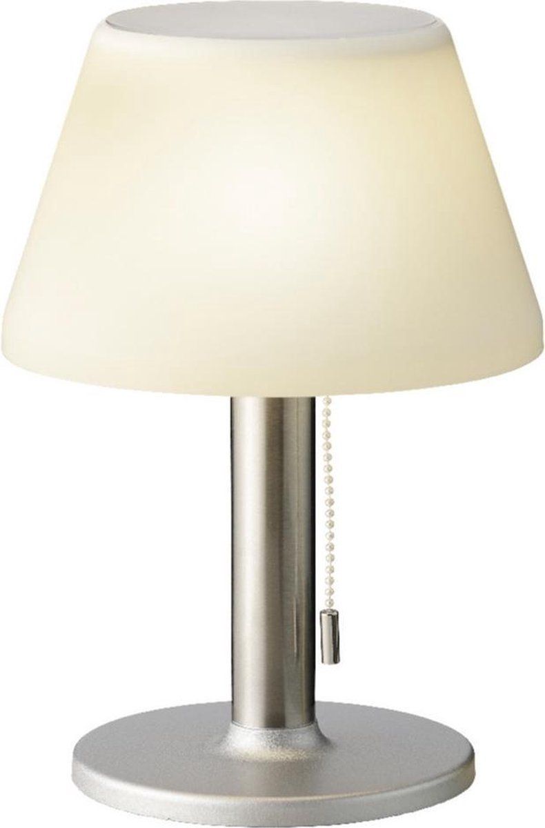 Lumineo Solar Tafellamp RVS met Trekkoord 28 cm - Wit