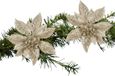 Cosy & Trendy Kerstboomversiering Bloem - 2x - 15 cm - champagne - op clip