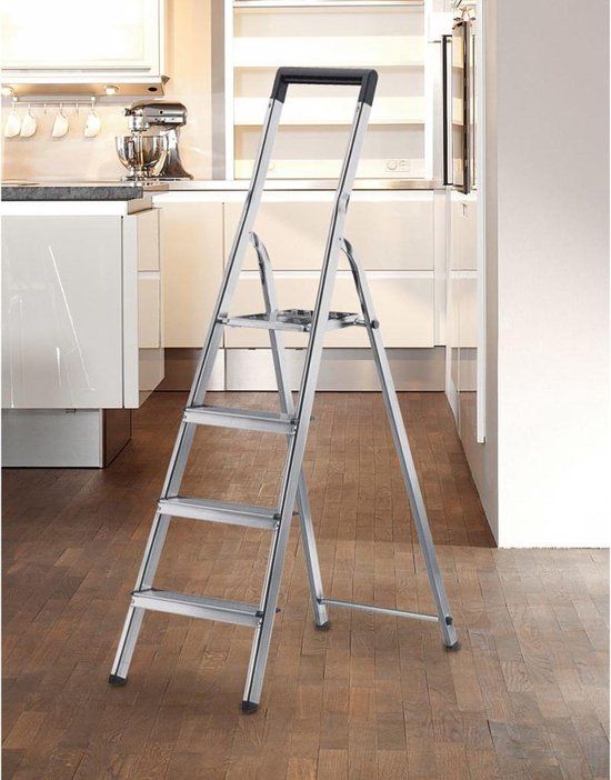 Hailo Huishoudtrap - 4 treden - 146 cm aluminium