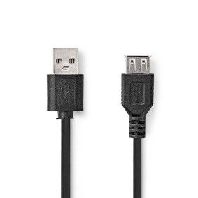 Nedis USB-kabel - USB 2.0 - USB-A Male - USB-A Female - 1m - Zwart