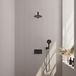 Brauer Black Carving Thermostatische Regendoucheset Inbouw - Hoofddouche 20 cm - Rechte Wandarm - Met Drukknoppen - Handdouche 3 Standen - Doucheslang - Wandaansluitbocht - Mat Zwart