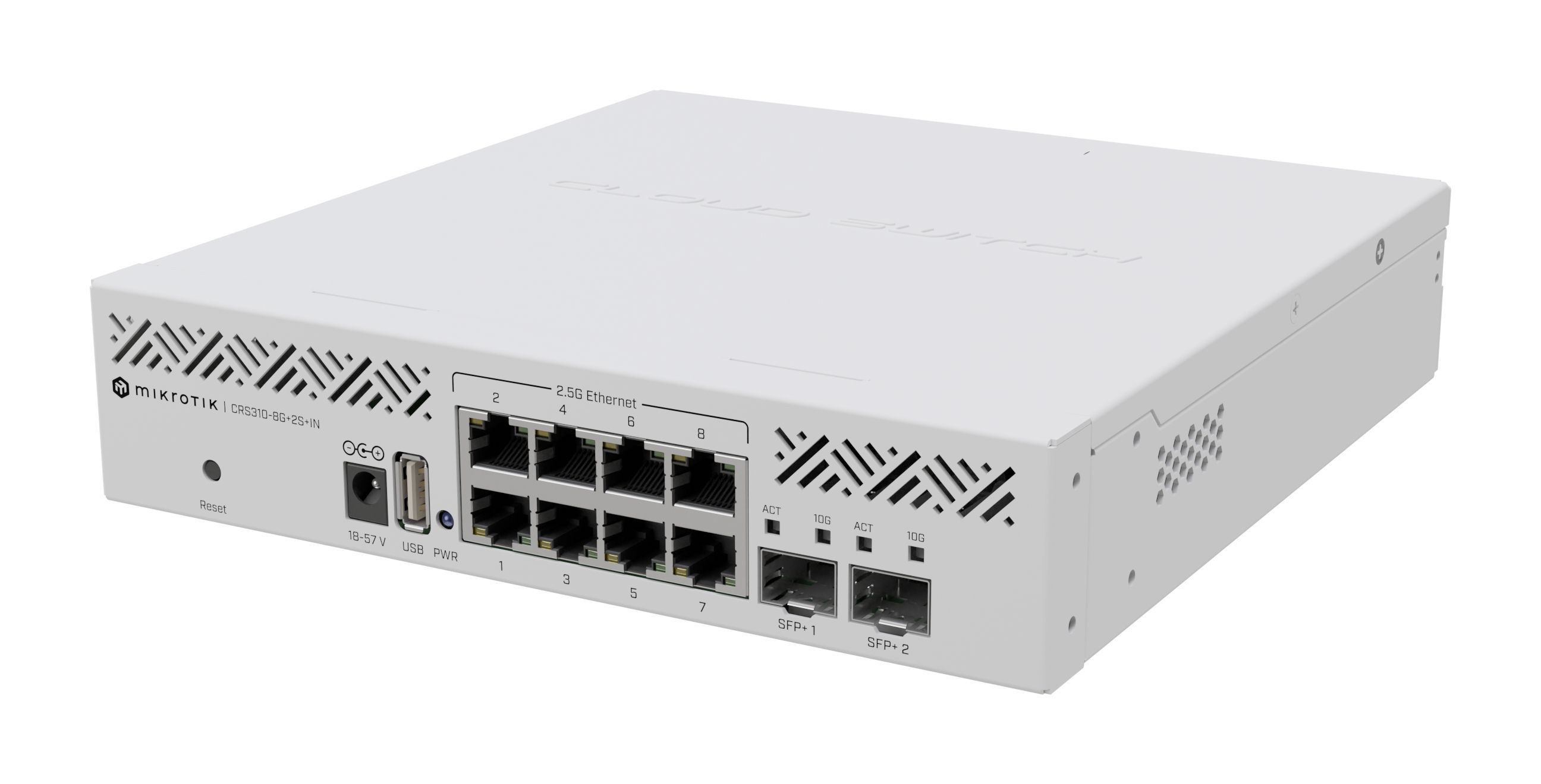 Mikrotik CRS310-8G+2S+IN L3 Smart Switch - 8x 2.5G Ethernet, 2x SFP+, 10G, PoE, 1U, White