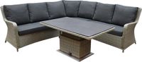 AVH-Collectie Bilbao dining hoek loungeset 6-delig grijs verstelbare tafel
