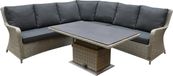 AVH-Collectie Bilbao dining hoek loungeset 6-delig grijs verstelbare tafel