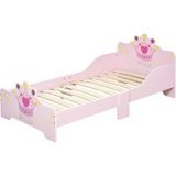 Princesse Lit enfant 140x70cm Couronne Rose MDF Contreplaqué avec sommier