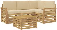 vidaXL - Buiten - bank - set - 5 - st - Wit - en - Beige - Polyester
