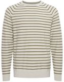 Blend Trui Bruin Katoen Gestreept Ronde Hals Lange Mouw Regular Fit Mannen S