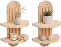 Merkloos / Sans marque Relaxdays Wandrek - set van 2 - Hout - Lichtbruin
